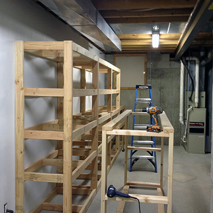 Basement shelves